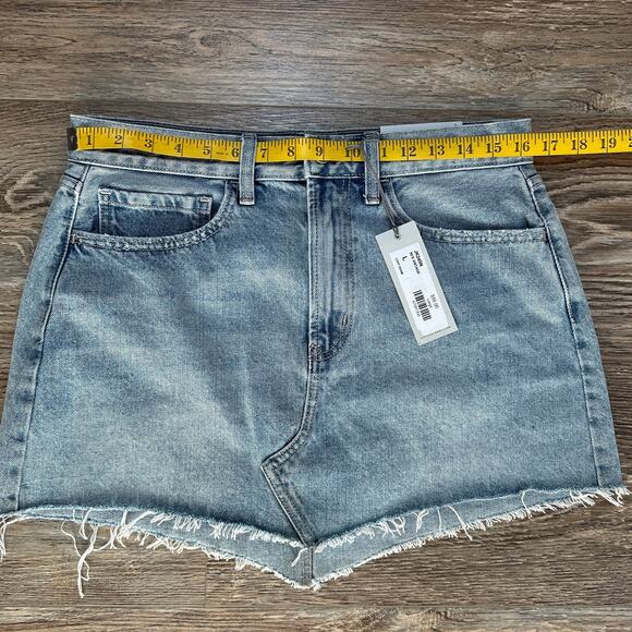 Just USA 90's Vintage Light Cotton Asymmetrical Hem Denim Mini Skirt Sz: L -NWT - Picture 3 of 9